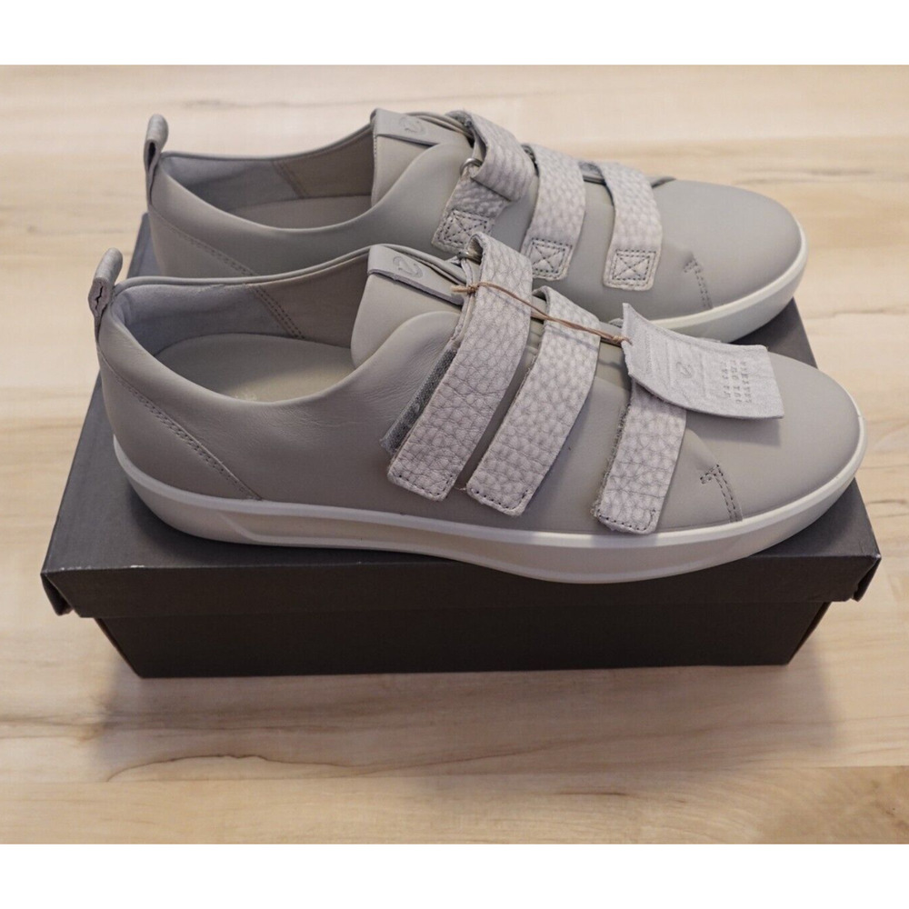 ECCO Women's Soft 8 Strap Sneaker Comfort US 10-10.5 EU 41 Gray Leather NWB